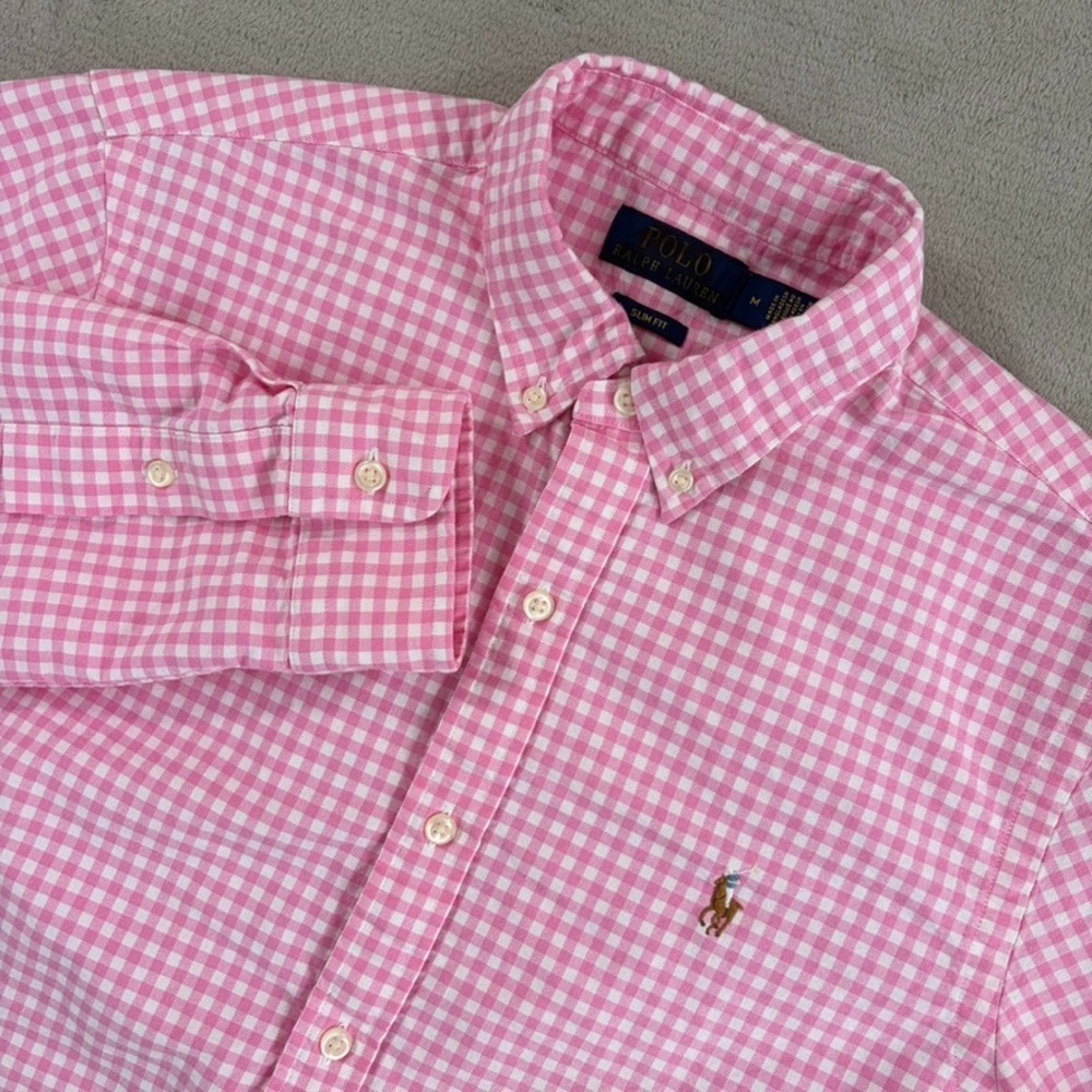 Polo Ralph Lauren Oxford OCBD Flesh Pony Shirt in Pink Gingham Check Men Medium